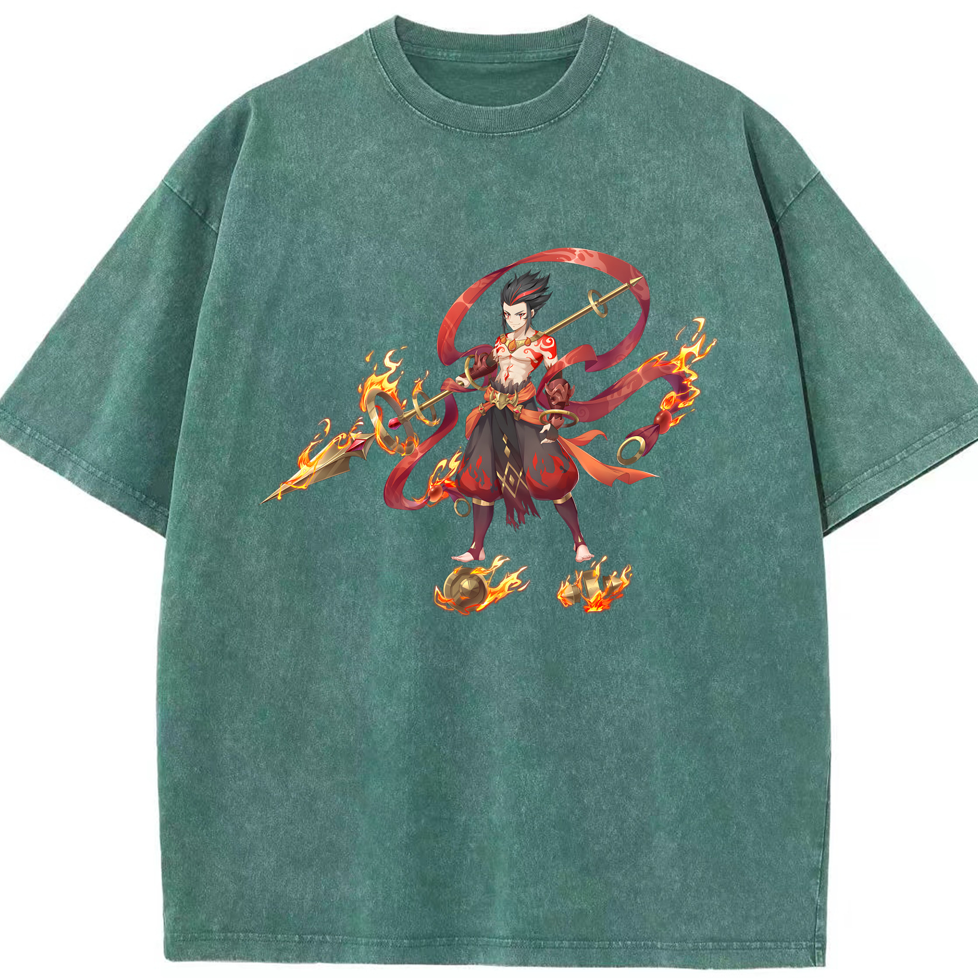 （画像用） Ne Zha 2 ナタ 魔童の大暴れ 綿100% ヴィンテージ風 半袖Tシャツ（フロントプリント）